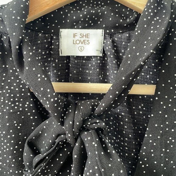 If she loves longsleeve short white black polka dot dress tie scarf size S - Picture 4 of 14